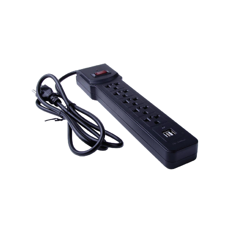 Zapatilla para computadora 8 tomas + 2 usb EV-85B Ecoville