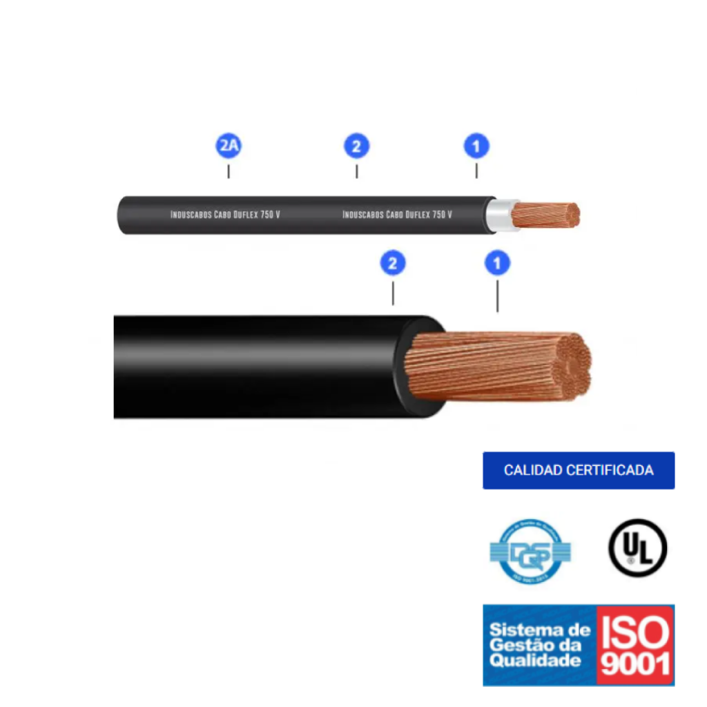 Cable Multifilar 4,00mm2 750V Duflex INDUSCABOS (por metro)