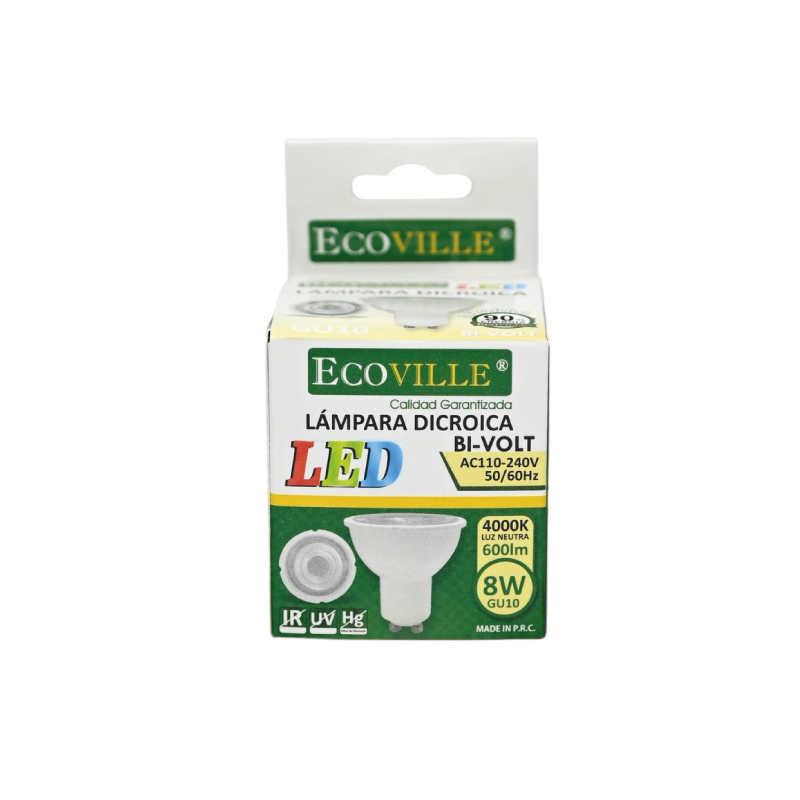 Lámpara dicroica 8W GU10 4000K ECOVILLE