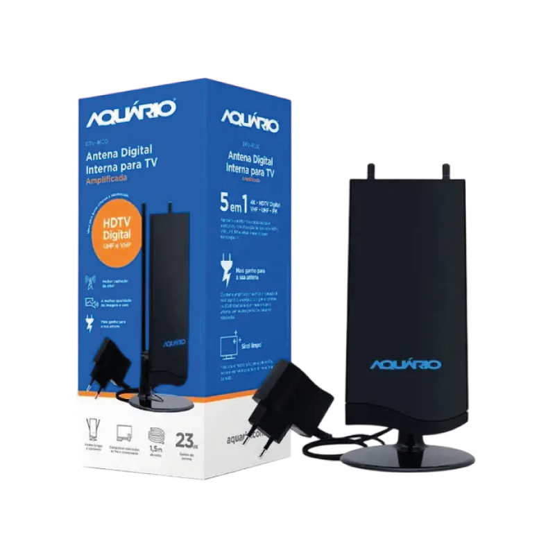 Antena Digital Interna Amplificada para TV / DTV-4600 Aquario