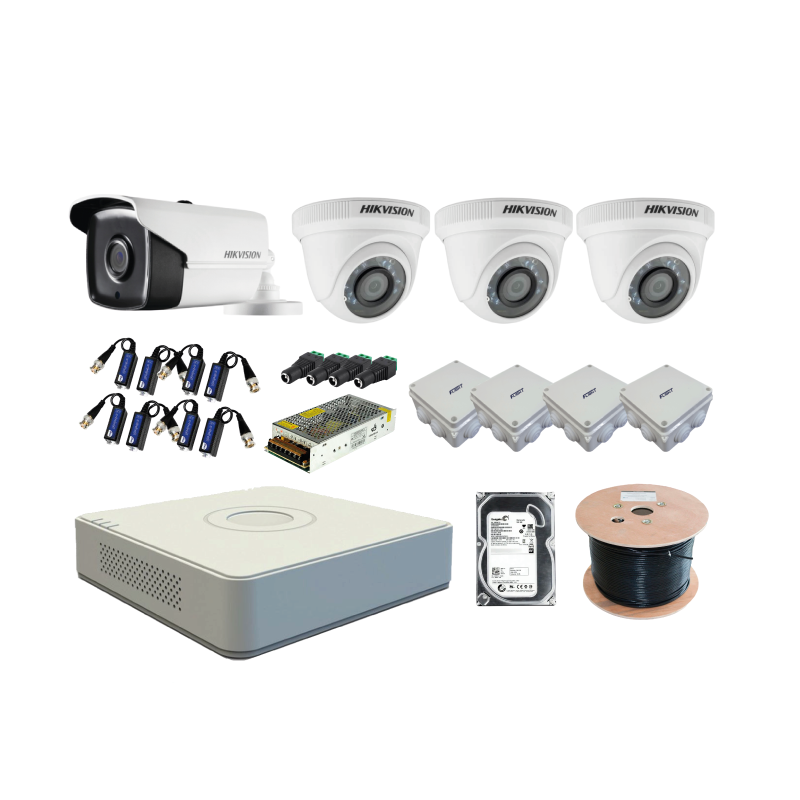 KIT de 4 Cámaras de Seguridad 720p - Hikvision