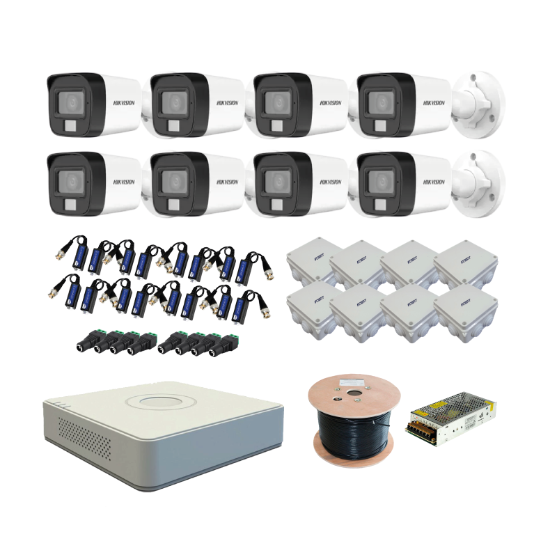 KIT de 8 Cámaras de Seguridad 1080p - Hikvision