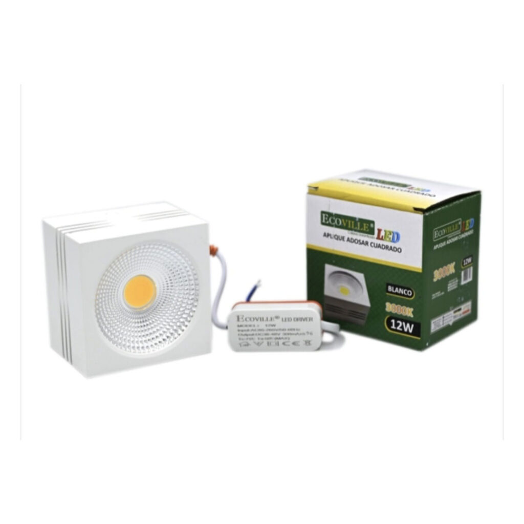 Spot led adosar cuadrado 12w 3000k
