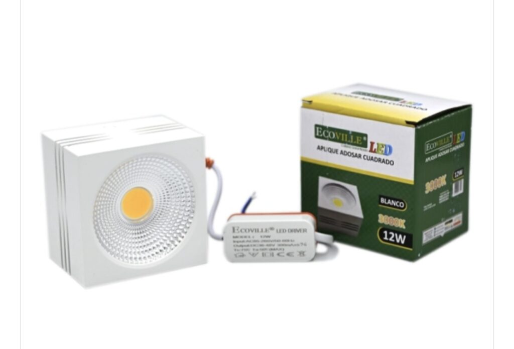 Spot led adosar cuadrado 12w 3000k
