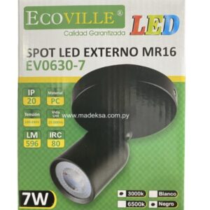 Spot ext led 7w negro ev06307 eco