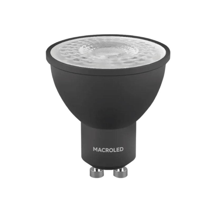 Lámpara Dicroica GU10 7W 6000K Negro - MACROLED