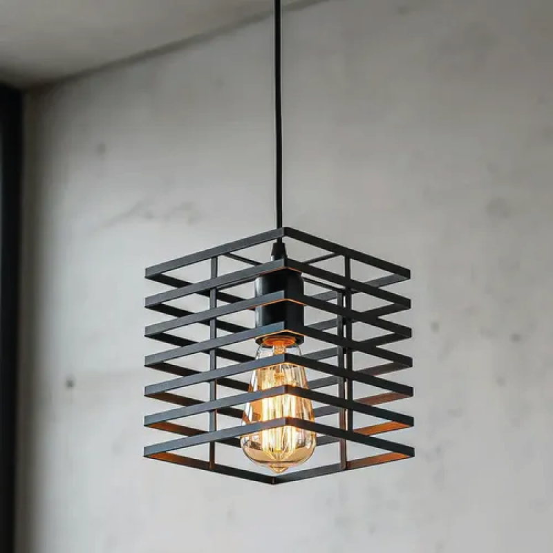 Colgante Negro 1 luz E27 Cuadrado M75C36