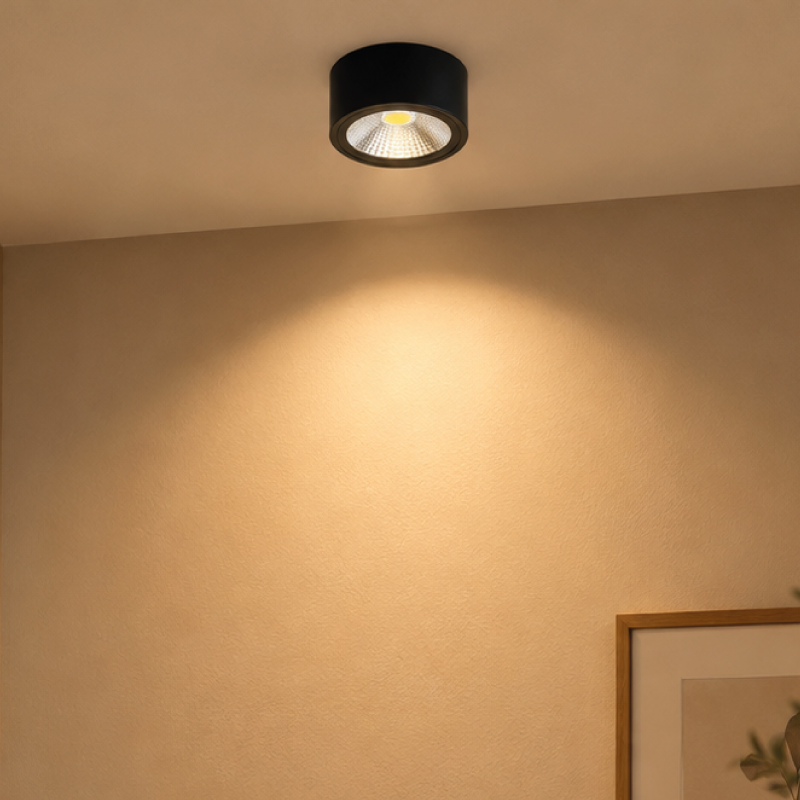 Spot LED adosar fijo 10W 3000K NEGRO A636-07 WW