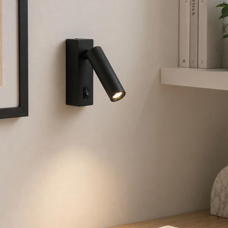 Spot LED Cabecera adosar negro luz cálida L-6712